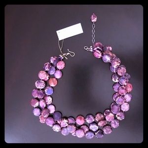 Purple Imperial Jasper Glass Bead Necklace